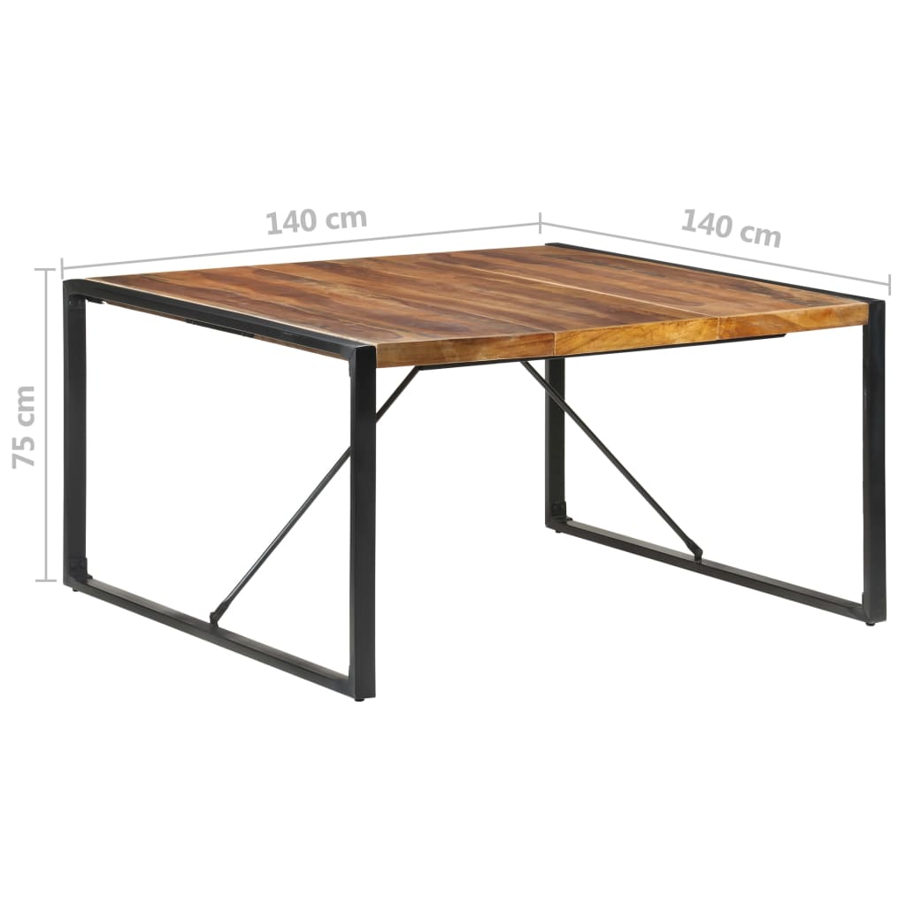 vidaXL Dining Table 55.1"x55.1"x29.5" Solid Wood with Sheesham Finish-5