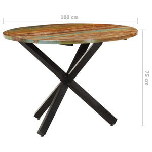vidaXL Dining Table Round 39.4"x39.4"x29.5" Solid Reclaimed Wood-4