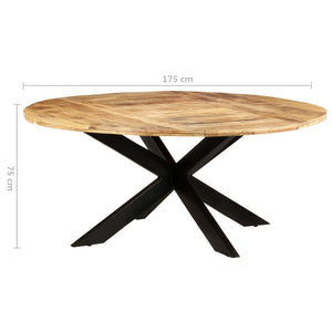 vidaXL Dining Table Round 68.9"x29.5" Rough Mango Wood-0