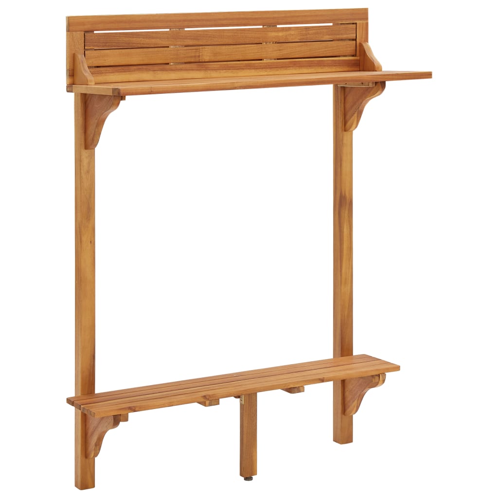 vidaXL Balcony Bar Table 35.4"x14.6"x48.2" Solid Acacia Wood-0
