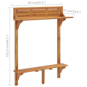 vidaXL Balcony Bar Table 35.4"x14.6"x48.2" Solid Acacia Wood-8