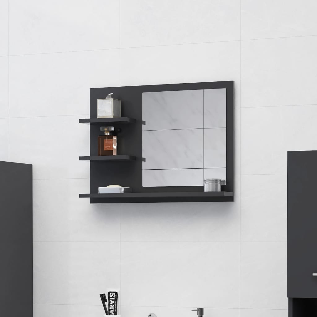 vidaXL Bathroom Mirror Vanity with Shelves for Powder Room Engineered Wood-1