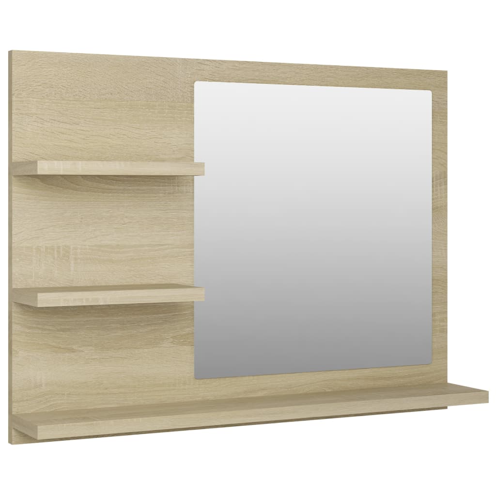 vidaXL Bathroom Mirror Vanity with Shelves for Powder Room Engineered Wood-12