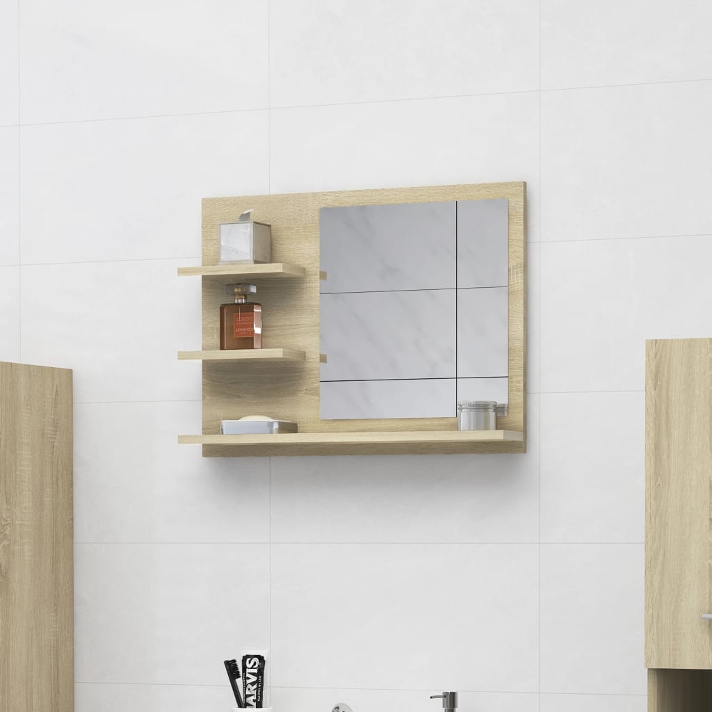 vidaXL Bathroom Mirror Vanity with Shelves for Powder Room Engineered Wood-14