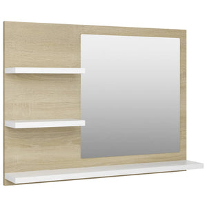 vidaXL Bathroom Mirror Vanity with Shelves for Powder Room Engineered Wood-11