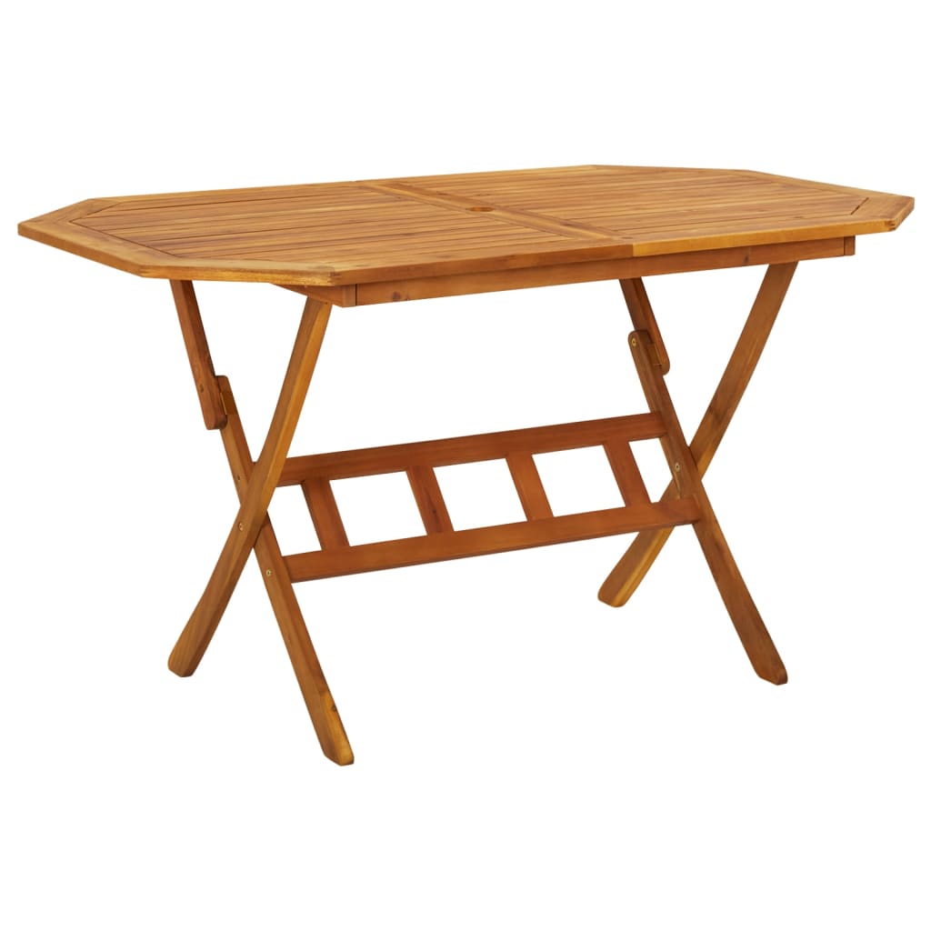 Acacia Wood Folding Patio Table Furniture 53.1"x33.5"x29.5"/35.4"x29.5"