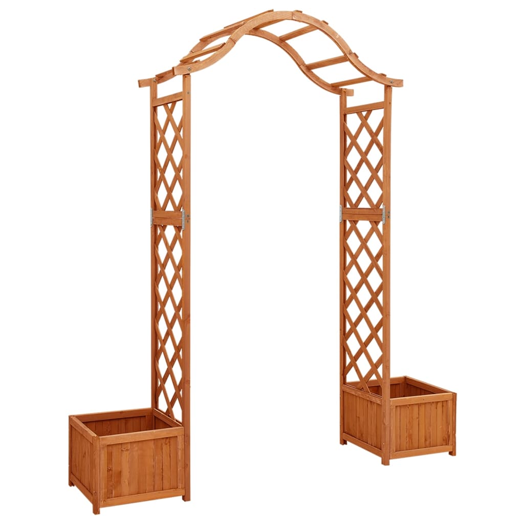 Solid Firwood Garden Pergola with Planter Wooden Arbor Brown/Gray - 99fab 