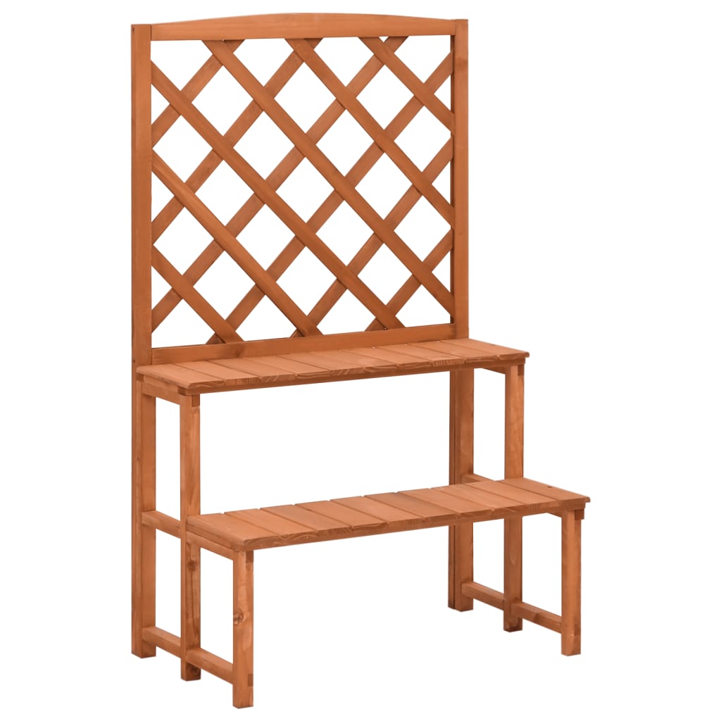 vidaXL Plant Rack 2-Tier Plant Stand with Trellis Flower Pot Stand Solid Wood-0