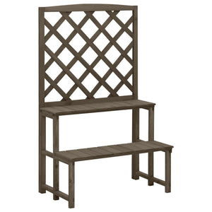 vidaXL Plant Rack 2-Tier Plant Stand with Trellis Flower Pot Stand Solid Wood-3