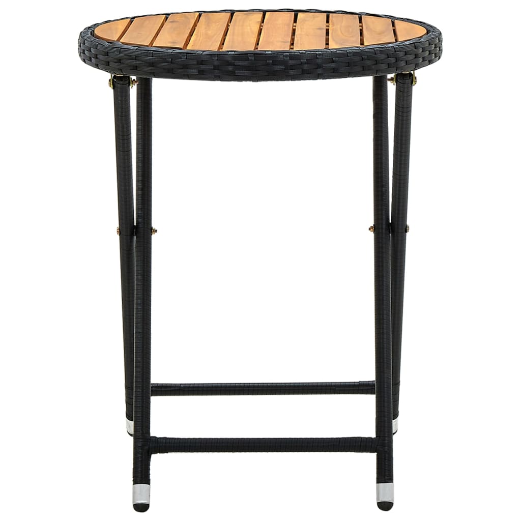 Solid Acacia Wood Tea Table Poly Rattan Accent Couch Home Black/Gray