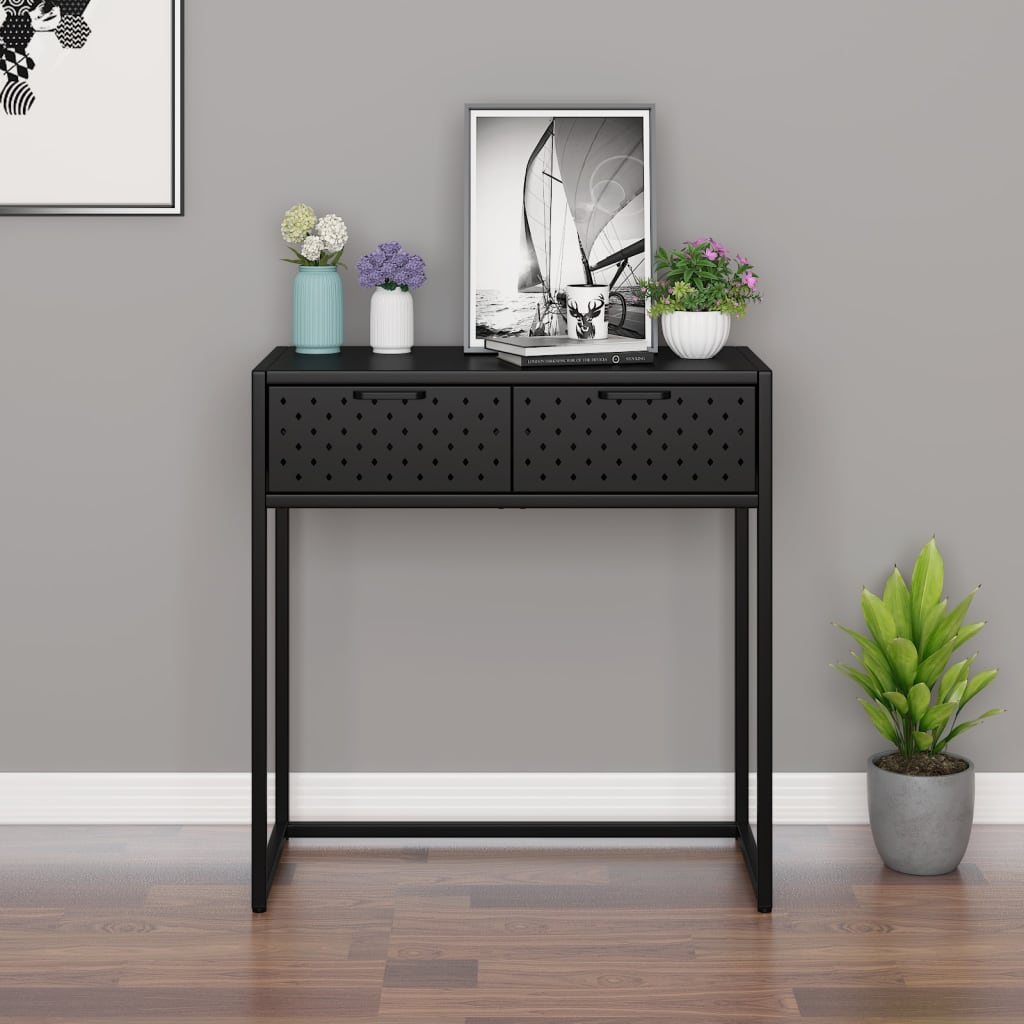 vidaXL Console Table Entryway Table Hall Narrow Side Table with Drawer Steel-0