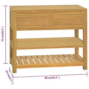 vidaXL Bathroom Cabinet Freestanding Cabinet with Shelves Solid Wood Teak-3