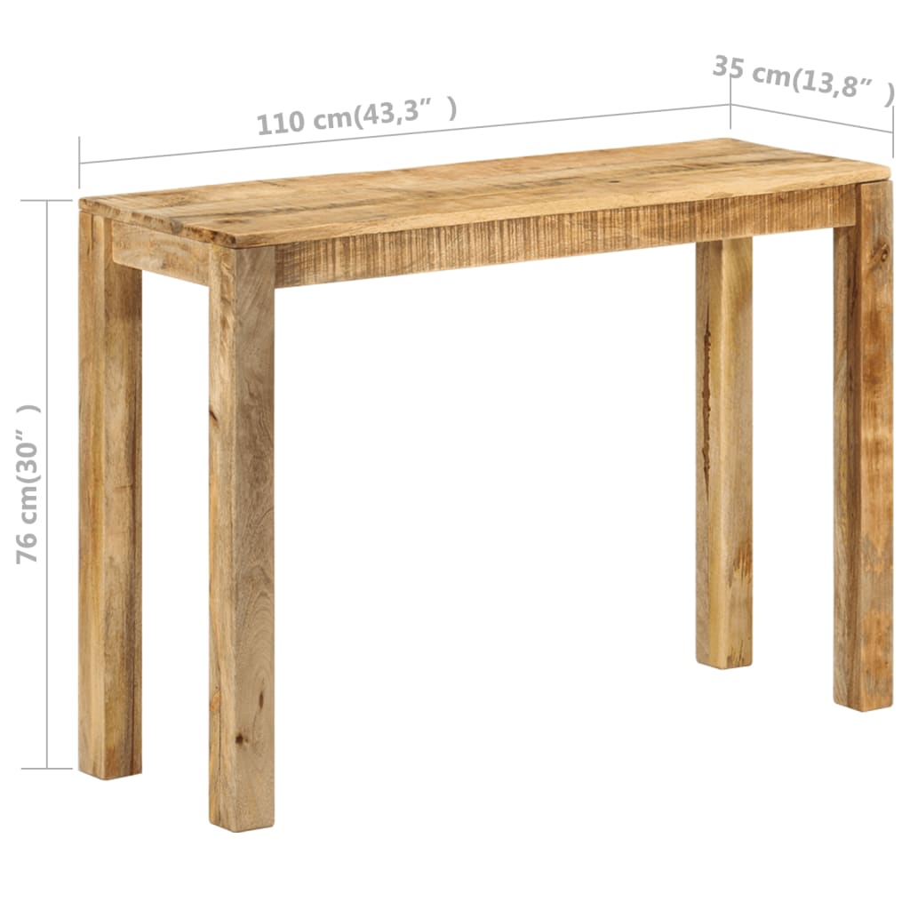 vidaXL Console Table 43.3"x13.8"x29.9" Rough Mango Wood-0