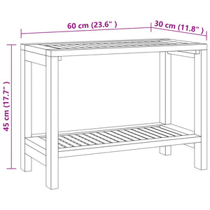 vidaXL Bathroom Side Table 23.6"x11.8"x17.7" Solid Wood Teak-3