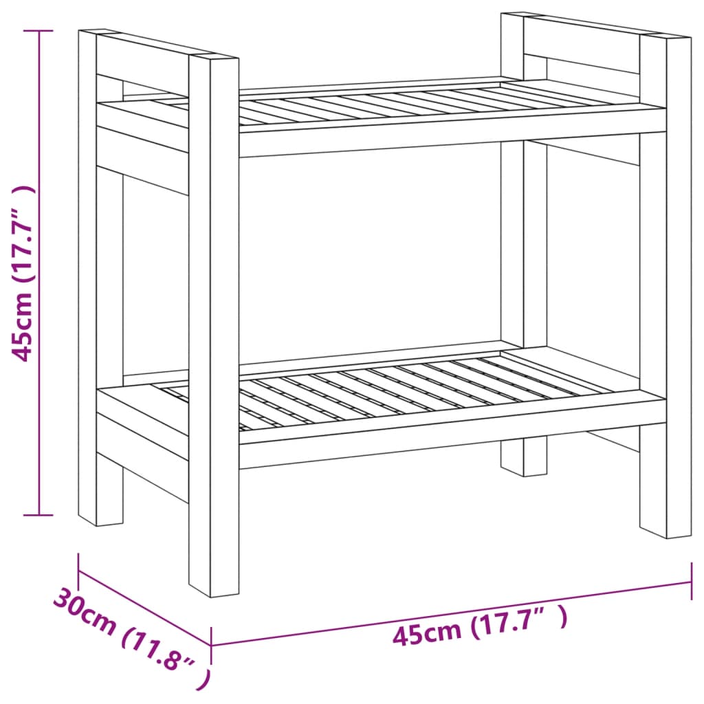 vidaXL Bathroom Side Table 17.7"x11.8"x17.7" Solid Wood Teak-5