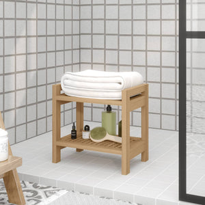 vidaXL Bathroom Side Table 17.7"x11.8"x17.7" Solid Wood Teak-0