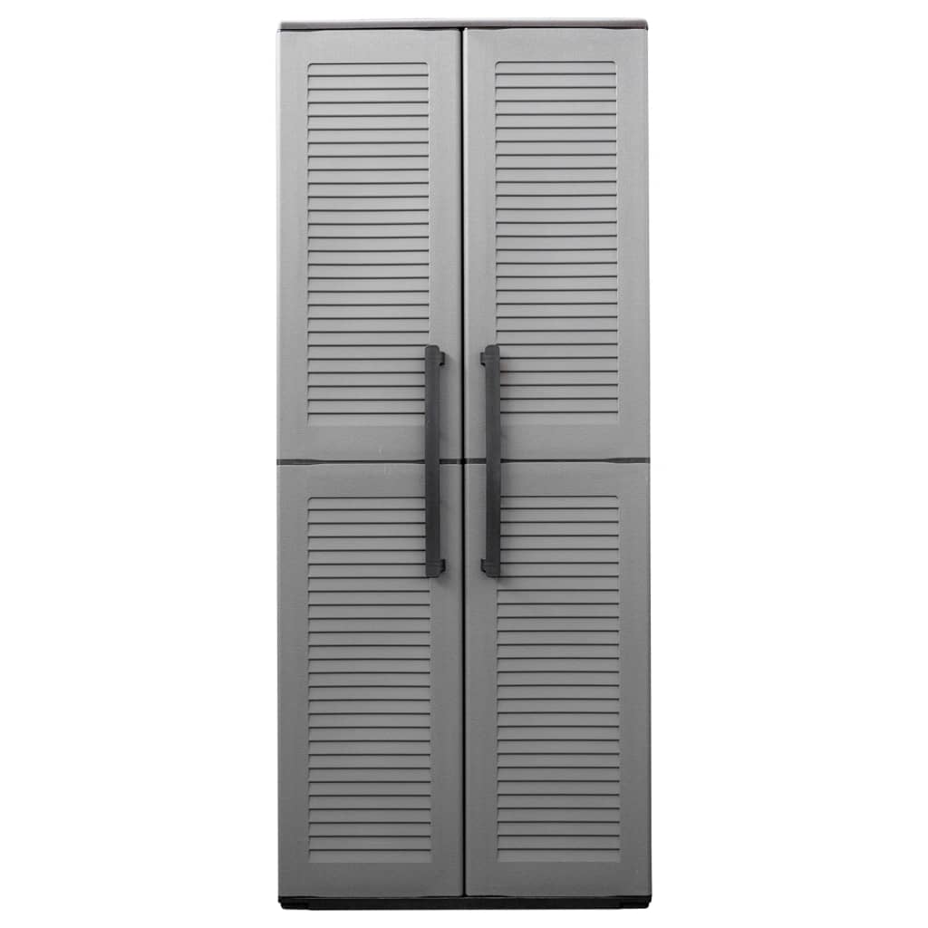 vidaXL Garden Storage Cabinet Gray and Black 26.8"x14.6"x64.2" PP-2