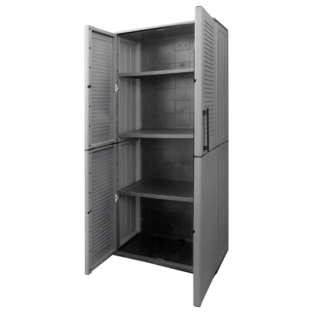 vidaXL Garden Storage Cabinet Gray and Black 26.8"x14.6"x64.2" PP-5