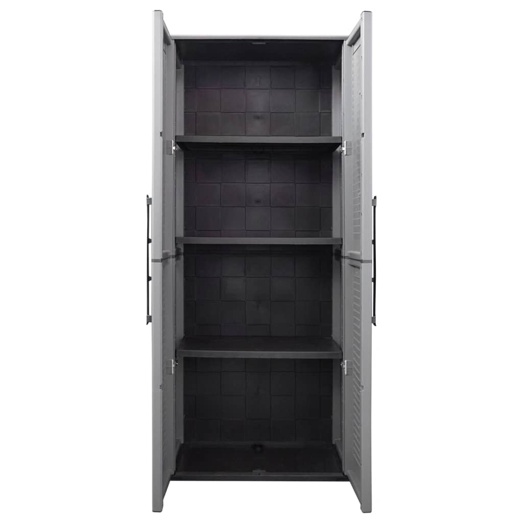 vidaXL Garden Storage Cabinet Gray and Black 26.8"x14.6"x64.2" PP-6