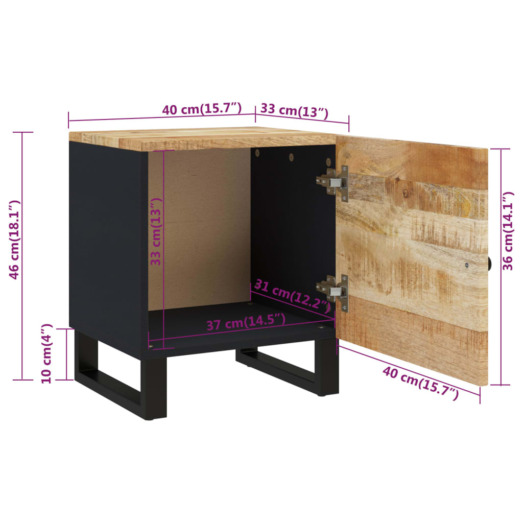 vidaXL Bedside Cabinets 2 pcs 15.7"x13"x18.1" Solid Wood Mango-1