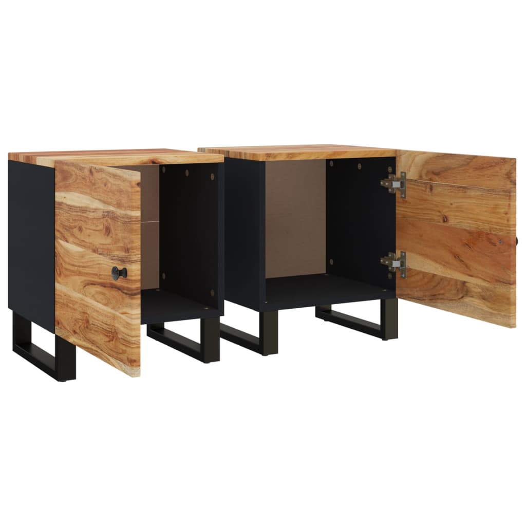 vidaXL Bedside Cabinets 2 pcs 15.7"x13"x18.1" Solid Wood Acacia-5