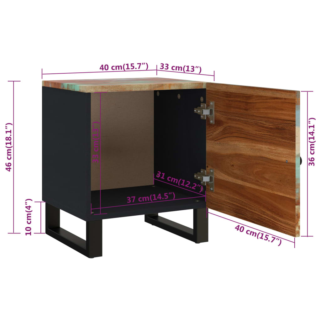 vidaXL Bedside Cabinets 2 pcs 15.7"x13"x18.1" Solid Wood Reclaimed-0