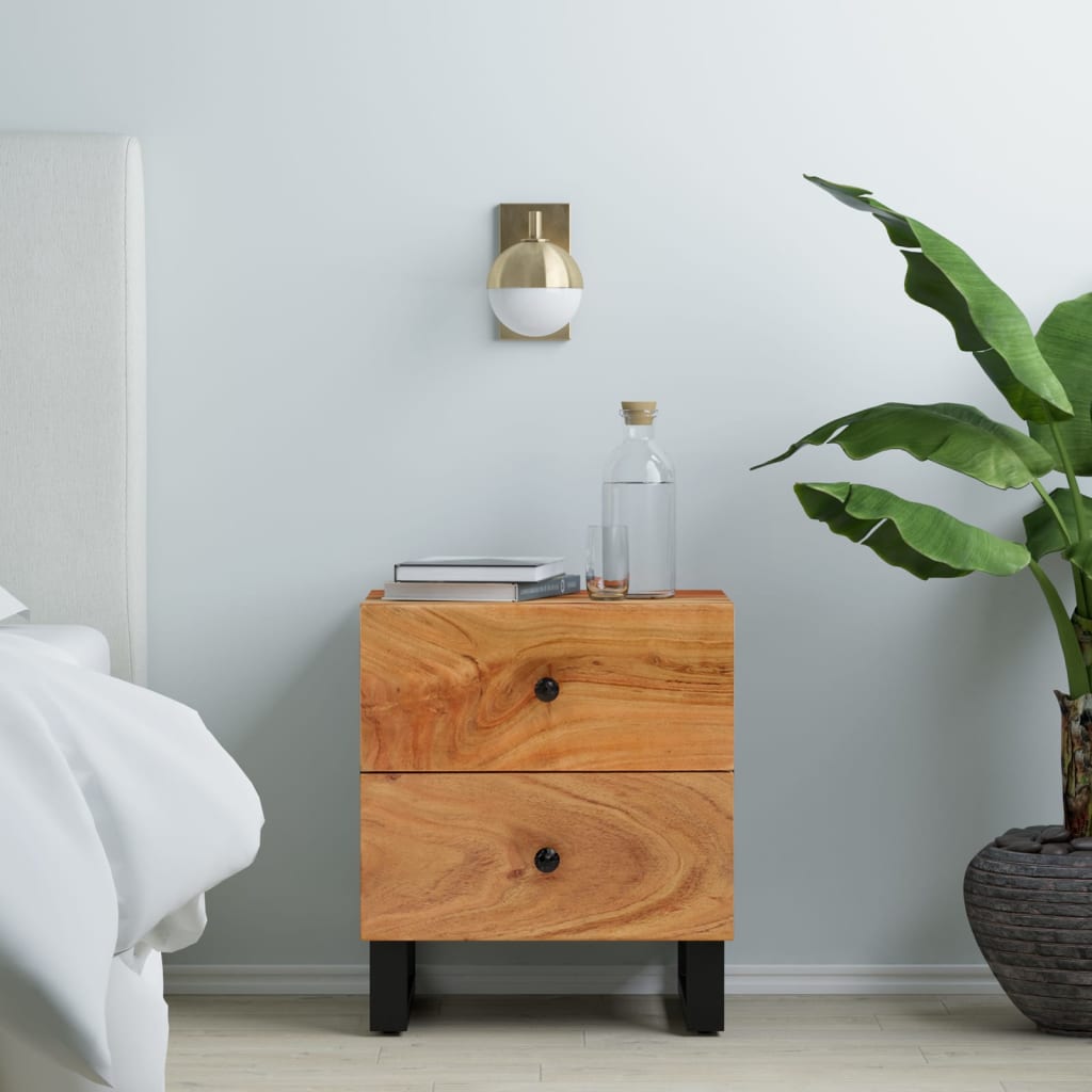 vidaXL Bedside Cabinets 2 pcs 15.7"x13"x18.1" Solid Wood Acacia-3