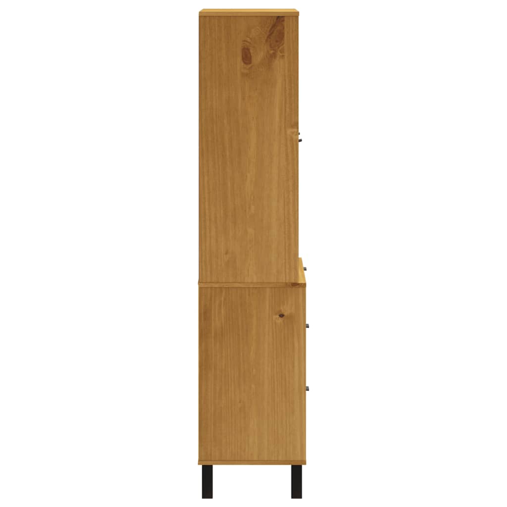vidaXL Highboard with Glass Doors FLAM 31.5"x15.7"x70.9" Solid Wood Pine-4