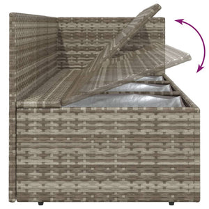 vidaXL 3 Piece Patio Lounge Set with Cushions Gray Poly Rattan-8