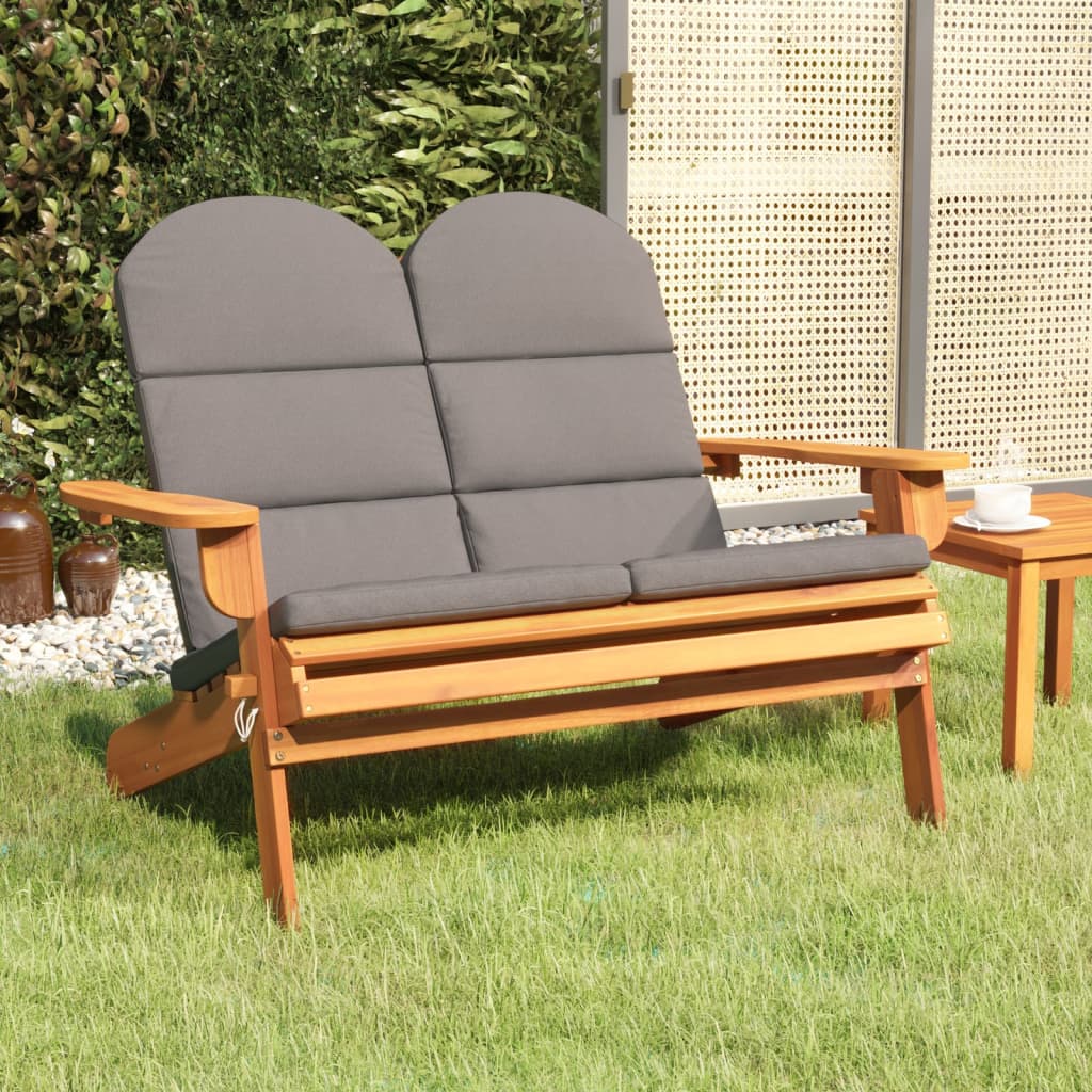 vidaXL Adirondack Patio Bench with Cushions 49.6" Solid Wood Acacia-0