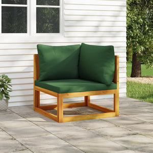 vidaXL Sectional Corner Sofa with Green Cushions Solid Wood Acacia-0