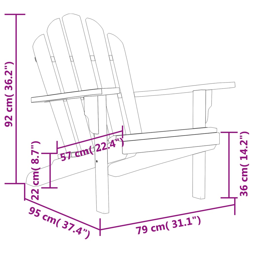 vidaXL Adirondack Chair Patio Lawn Chair Weather Resistant Solid Wood Teak-16