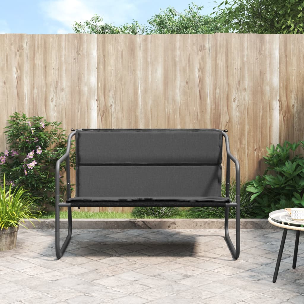 vidaXL 2-Seater Patio Bench with Cushion Anthracite Steel-0