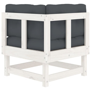 vidaXL Corner Sofa with Cushions White Solid Wood Pine-3