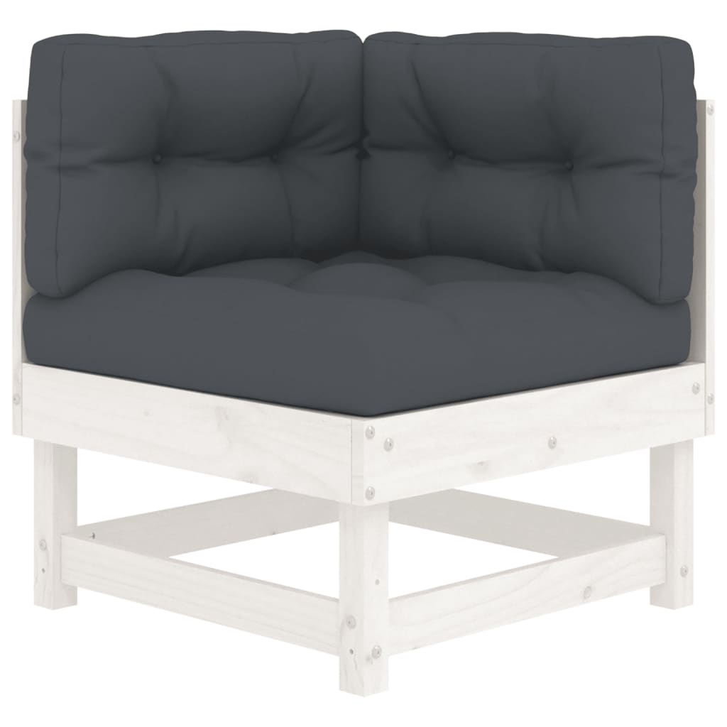 vidaXL Corner Sofas with Cushions 2 pcs White Solid Wood Pine-2