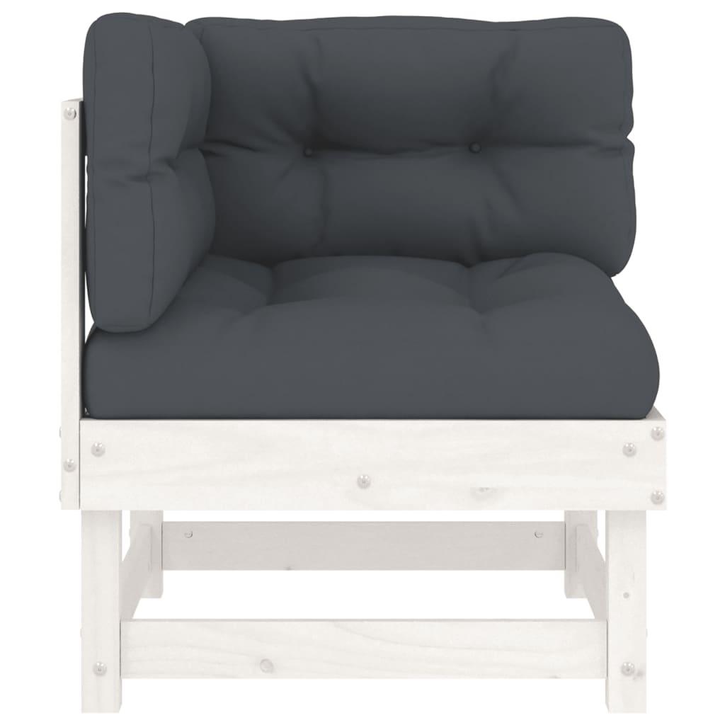 vidaXL Corner Sofas with Cushions 2 pcs White Solid Wood Pine-3