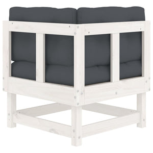 vidaXL Corner Sofas with Cushions 2 pcs White Solid Wood Pine-5