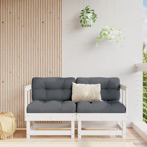 vidaXL Corner Sofas with Cushions 2 pcs White Solid Wood Pine-0