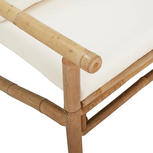 vidaXL 2 Piece Patio Lounge Set with Cream White Cushions Bamboo-4