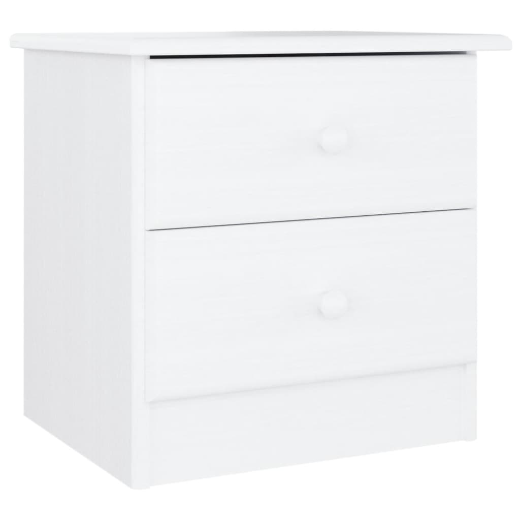 vidaXL Bedside Cabinet ALTA White 16.9"x13.8"x15.9" Solid Wood Pine-7