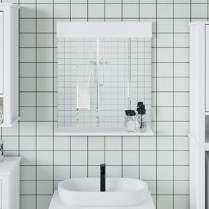vidaXL Bathroom Mirror with Shelf Storage Wall Vanity Mirror BERG Solid Wood-10