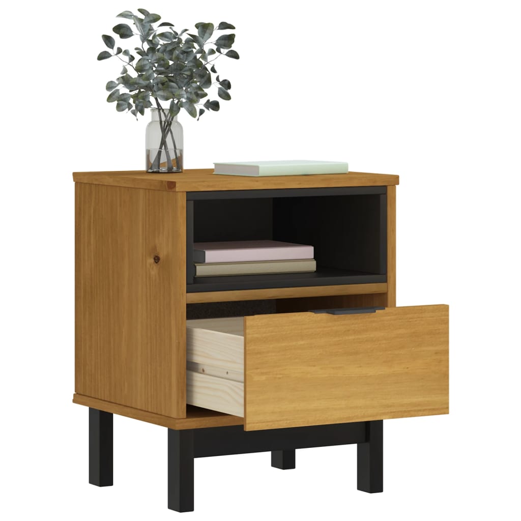 vidaXL Bedside Cabinet FLAM 15.7"x13.8"x19.7" Solid Wood Pine-1