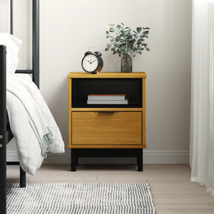 vidaXL Bedside Cabinet FLAM 15.7"x13.8"x19.7" Solid Wood Pine-0