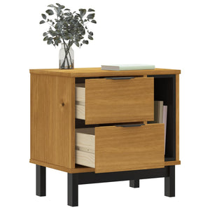 vidaXL Bedside Cabinet FLAM 19.3"x13.8"x19.7" Solid Wood Pine-1