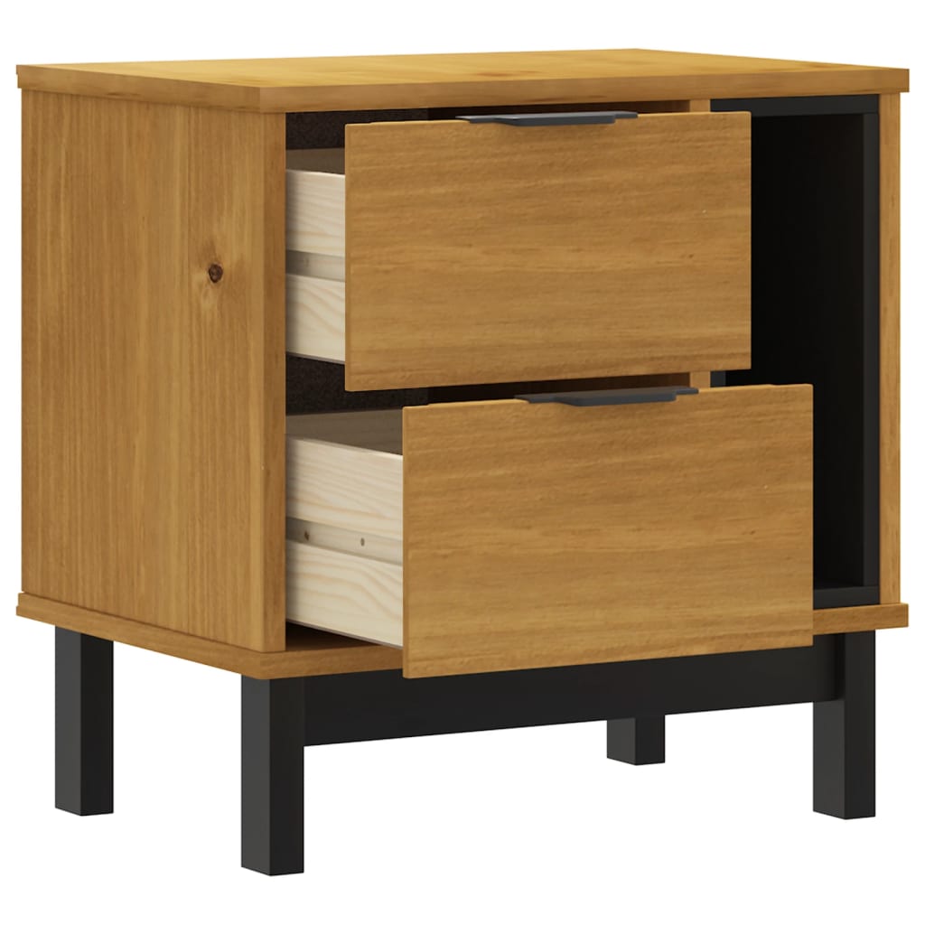 vidaXL Bedside Cabinet FLAM 19.3"x13.8"x19.7" Solid Wood Pine-2