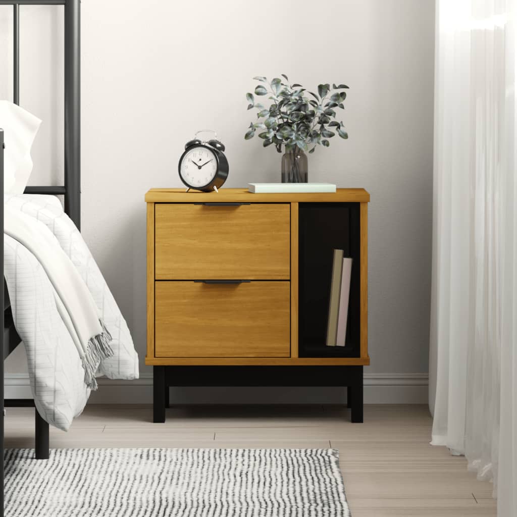 vidaXL Bedside Cabinet FLAM 19.3"x13.8"x19.7" Solid Wood Pine-0