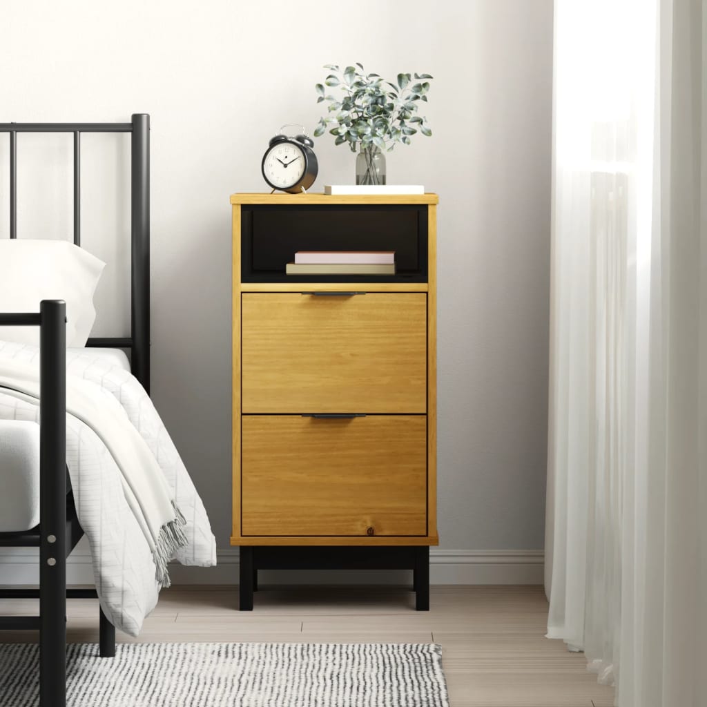 vidaXL Bedside Cabinet FLAM 15.7"x13.8"x31.5" Solid Wood Pine-0