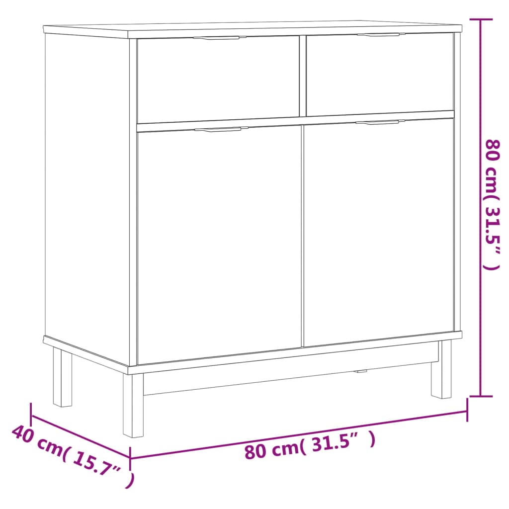 vidaXL Sideboard FLAM 31.5"x15.7"x31.5" Solid Wood Pine-7