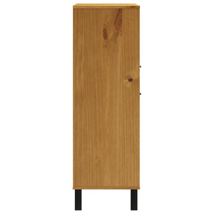 vidaXL Highboard with Glass Door FLAM 36.2"x15.7"x48.2" Solid Wood Pine-4