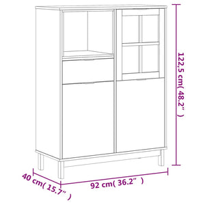 vidaXL Highboard with Glass Door FLAM 36.2"x15.7"x48.2" Solid Wood Pine-7